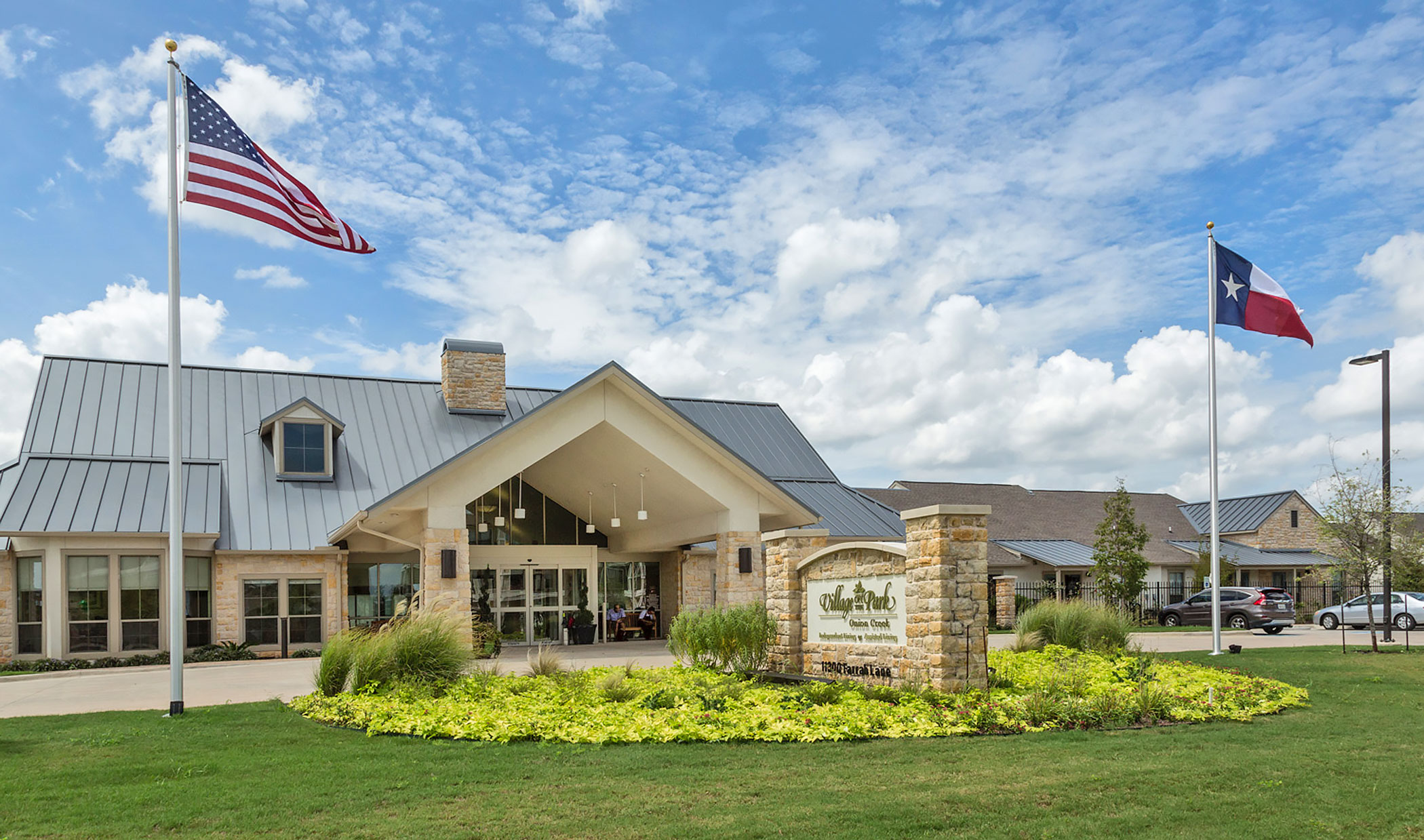 Village on the Park Onion Creek main entrance